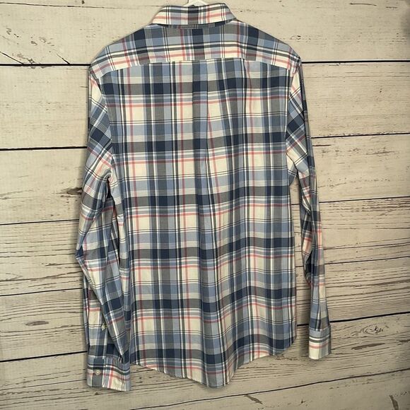 Vineyard Vines Mens Medium Flannel Shirt Slim Fit Button-Down Blue Plaid - Picture 4 of 5